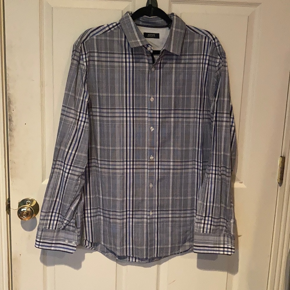 Alfani buttoned down blue and black striped